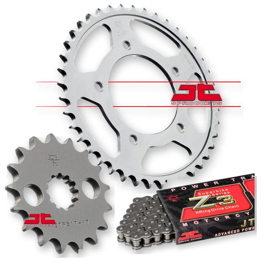 JT Sprockets JTF517, JTR1493, and JTC530Z3-118RL sprockets shown together on a white background.