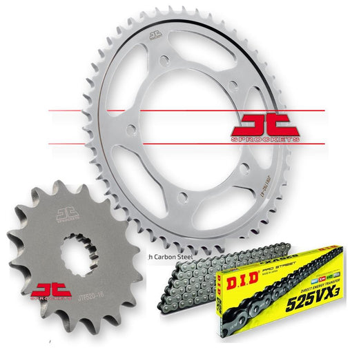 JT Sprockets JTF520.16, JTR1792.45, DID525VX110 industrial sprockets with detailed metal teeth and branding markings