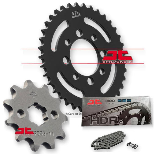JT Sprockets JTF563.15, JTR801.32, and JTC420HDR098SL sprockets shown in a detailed view.