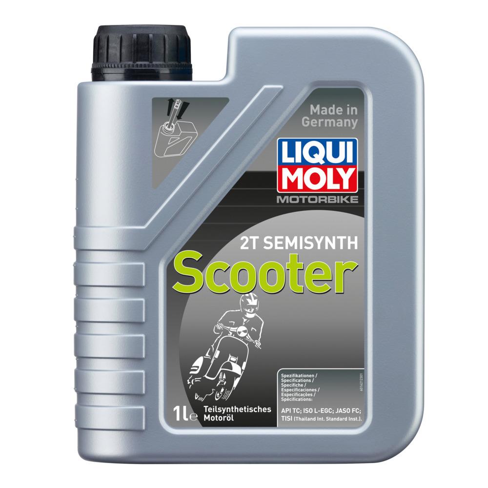 Liqui Moly Motorbike 2T Semi-Synthetic Scooter Oil 1L bottle for two-stroke motorcycle engines.