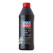 Liqui Moly Motorbike Fork Oil 7.5W Medium/Light 1L bottle, suitable for motorcycle suspension fork lubrication and maintenance.