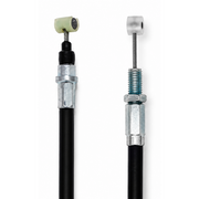 Max Motorcycles first rear brake cable LEC131 showing the black cable with metal fittings for motorcycle braking system.