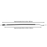 Max Motorcycles rear brake cable LEC156 with metal fittings and protective housing for motorcycle brake system.