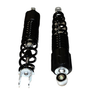 Max Motorcycles rear shock absorber set SHK203, showing durable metal components and mounting points for motorcycle suspension.