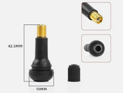 Set of 10 Max Motorcycles TR413 tubeless motorcycle tyre valves with durable metal construction for secure inflation.