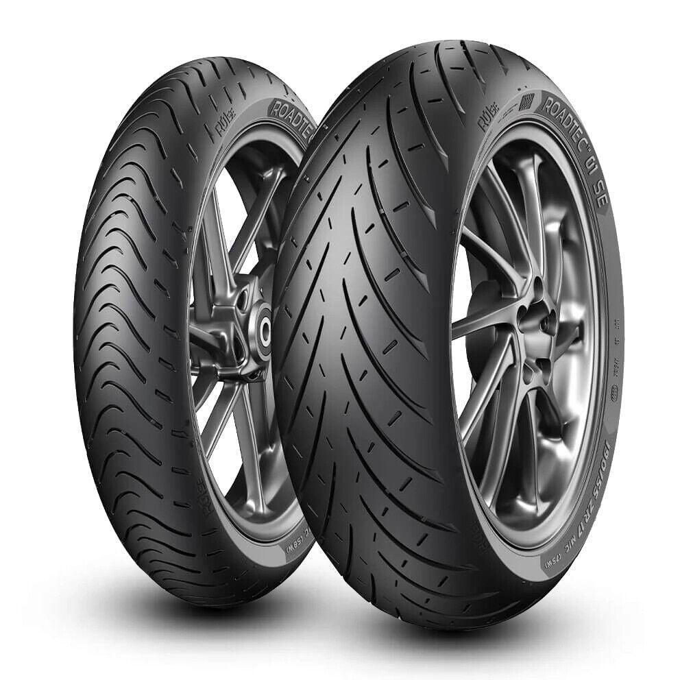 Metzeler Roadtec 01 rear motorcycle tyre, 130/80-17M/CTL 65H, showing tread pattern and sidewall branding.