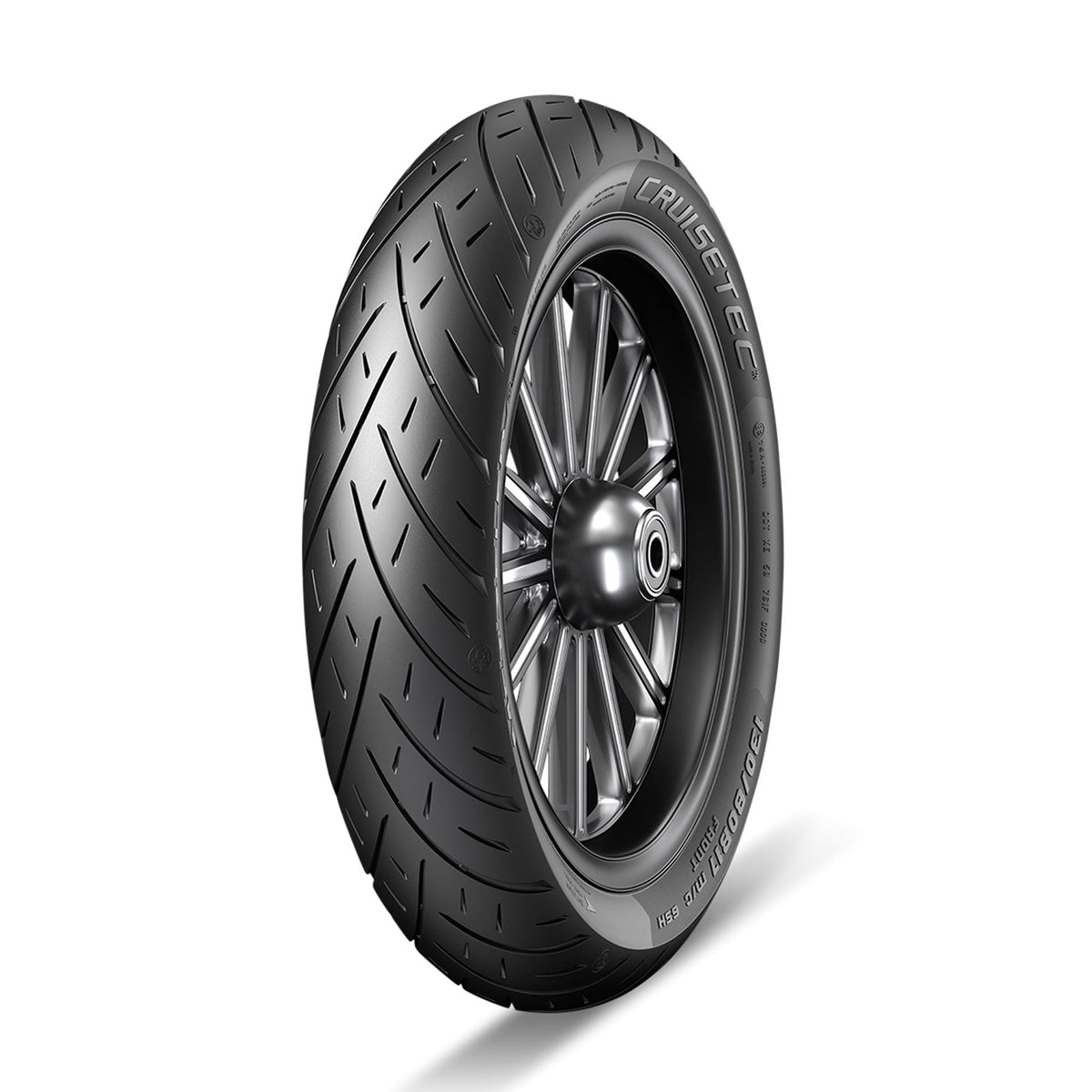 Metzeler 150/80R17M/CTL 72V CruiseTec front motorcycle tire showing tread pattern and sidewall branding.