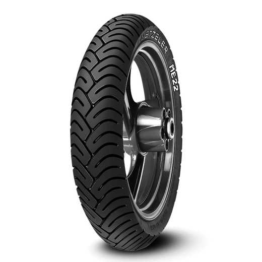 Metzeler 3.50-18M/C REINF 62P ME22 motorcycle front or rear tyre with reinforced sidewalls and tread pattern.