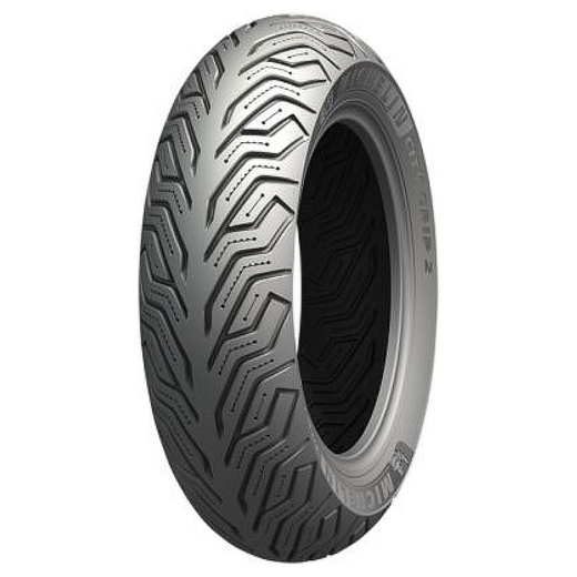 Michelin City Grip2 140/60-13 motorcycle tire with tread pattern, sidewall branding, and size markings on clean, well-lit background.