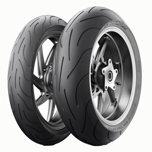 Michelin Pilot Power rear motorcycle tire 180/55R17 73W with dual compound tread pattern for high performance and grip.