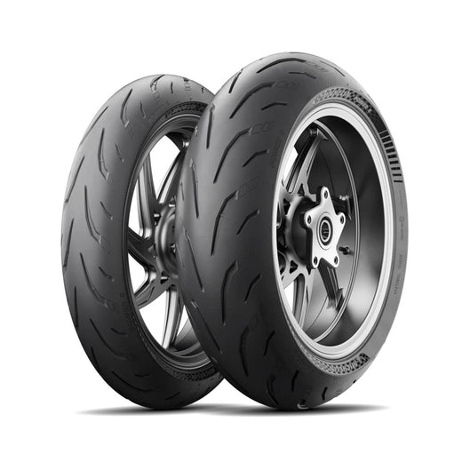 Michelin Power 6 TL rear tire in 200/55R17 (78W) size, featuring rugged tread design for high-performance motorcycle riding.