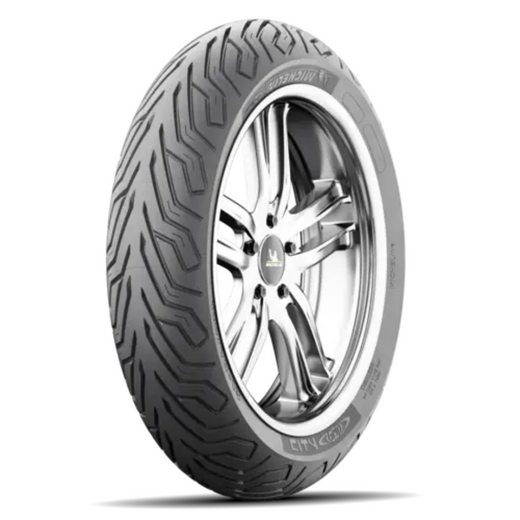 Michelin City Grip RF 90/90-12 tire with tread pattern, suitable for front or rear use on scooters or small bikes.