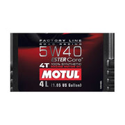 Motul 300V 5W40 FactoryLine Road Racing motor oil container, 4-liter size, designed for high-performance racing engines.