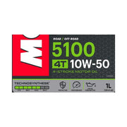 Motorcycle engine oil Motul 5100 10W50 4T 1L container, high-performance synthetic lubricant for 4-stroke engines.