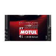 Motul 800 2T FactoryLine off-road racing motor oil in a 4-liter container, designed for high-performance two-stroke engines.