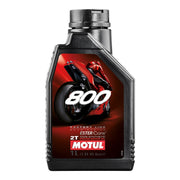 Motul 800 2T Factoryline Road Racing motor oil in a 1-liter container, designed for high-performance motorcycle engines.