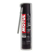 Motul Chain Care cleaning and lube brush kit for motorcycles, includes brushes and cleaning supplies for chain maintenance.
