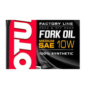 Motul Fork Oil Factoryline Medium 10W in 1-liter container, designed for motorcycle suspension forks.