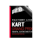 Motorcycle engine oil bottle labeled Motul Kart Grand Prix 2T 1L, high-performance two-stroke motor oil for kart racing engines.