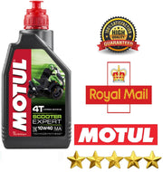 Motul Scooter Expert 10W40 4T MA motor oil bottle, 1-liter container for scooters and 4-stroke engines.