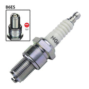 NGK B6ES single spark plug with white ceramic insulator and metal terminal for automotive engine ignition.