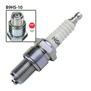 NGK single spark plug B9HS-10, model NGK3626, showing the metal shell and ceramic insulator for automotive engine ignition.