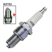 NGK single spark plug BCP7ES for automotive engines, showing the metal and ceramic components of the spark plug.