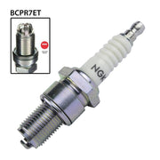 NGK single spark plug BCPR7ET with ceramic insulator and metal shell for automotive engine ignition systems.