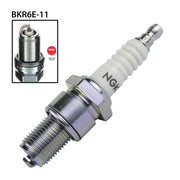 NGK single spark plug BKR6E-11 with NGK2756 model number, showing the metal and ceramic components of the ignition spark plug.