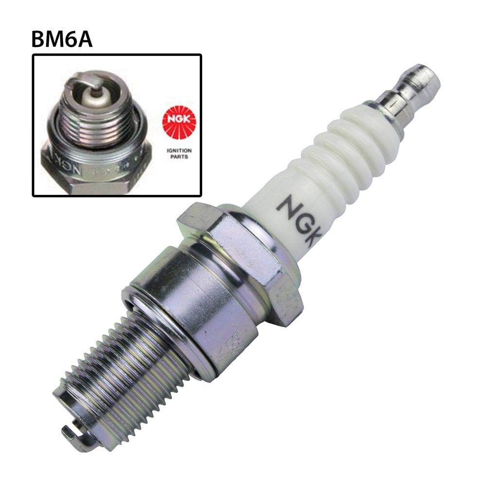 NGK single spark plug BM6A, model NGK5921, showing the metal and ceramic components of the automotive spark plug.