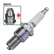 NGK single spark plug BR6HS with ceramic insulator and metal shell for vehicle ignition systems.