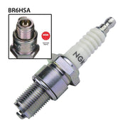 NGK single spark plug BR6HSA with ceramic insulator and metal shell for automotive engines.