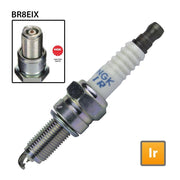 NGK BR8EIX single spark plug with iridium tip for automotive engines, shown in a close-up image.