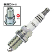 NGK single spark plug BR9EG-N-8, model NGK2689, showing the metal and ceramic components of the automotive spark plug.