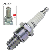 NGK single spark plug CR10E, automotive ignition component, with metal shell and ceramic insulator for engine performance.