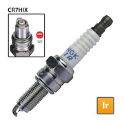 NGK CR7HIX single spark plug for automotive engines, showing the NGK7544 model with metal and ceramic components.