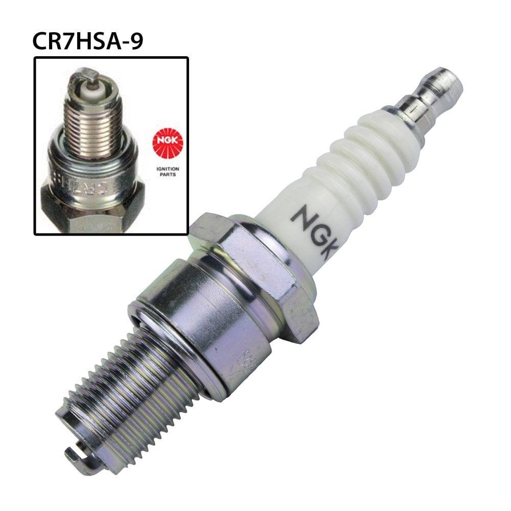 NGK single spark plug CR7HSA-9 with model number NGK5147, showing the metal and ceramic parts of the ignition spark plug.