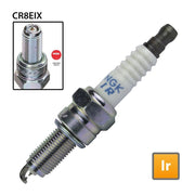 NGK CR8EIX single spark plug with iridium tip, used in automotive engines, shown in close-up image.