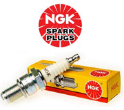 NGK single spark plug CR9EH-9 with NGK7502 model number, showing the metal and ceramic components of the automotive spark plug.