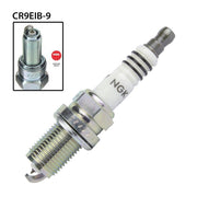 NGK single spark plug CR9EIB-9 with metal shell and ceramic insulator for automotive engines.