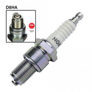 NGK D8HA single spark plug with metal shell and ceramic insulator, designed for automotive engine ignition systems.