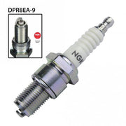 NGK single spark plug DPR8EA-9 with model number NGK4929, showing the metal connector and ceramic insulator.