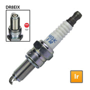 NGK single spark plug DR8EIX with platinum tip, designed for efficient engine performance and durability.