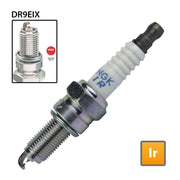 NGK DR9EIX single spark plug with iridium tip, designed for high performance and durability in automotive engines.