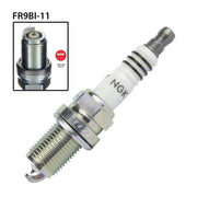 NGK single spark plug FR9BI-11, model NGK4709, showing the metal and ceramic components of the spark plug.