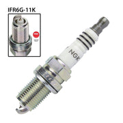 NGK single spark plug IFR6G-11K with ceramic insulator and metal shell for automotive engine performance.