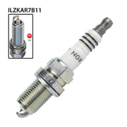 NGK single spark plug ILZKAR7B11 S with NGK1654 designation, showing the metal tip and ceramic insulator for automotive use.