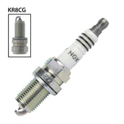 NGK single spark plug KR8C-G, automotive ignition component, with metal shell and ceramic insulator, used for engine performance.
