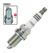 NGK KR8DI single spark plug for automotive engines, showing the metal electrode and ceramic insulator in the image.