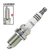 NGK single spark plug LKAR9BI9 model NGK6205, showing the metal terminal and ceramic insulator for automotive engine use.